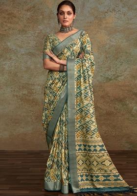 Light Green Zari Woven Silk Saree Set