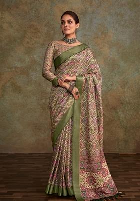 Green Zari Woven Silk Saree Set