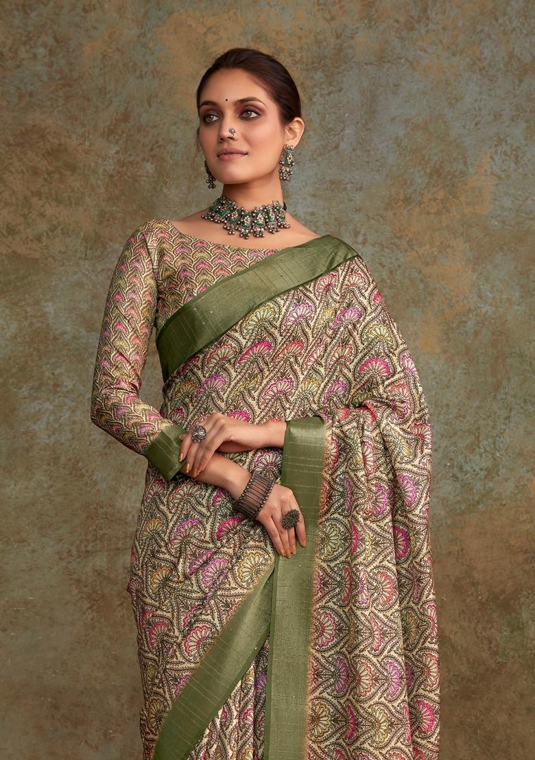 Green Zari Woven Silk Saree Set