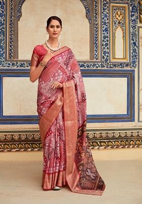 Red Zari Woven Silk Saree Set
