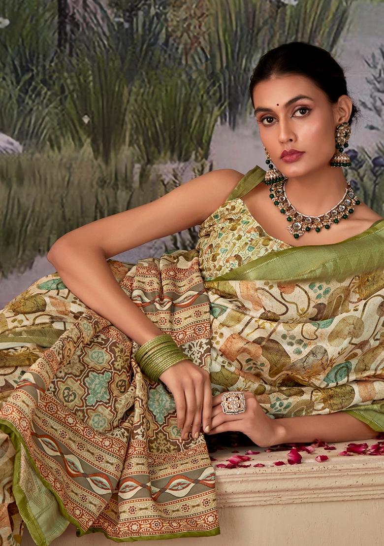 Green Zari Woven Silk Saree Set