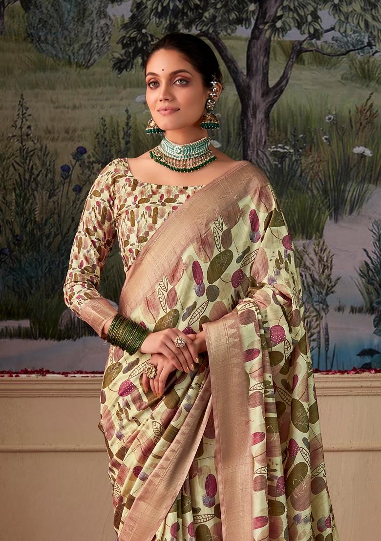 Light Green Zari Woven Silk Saree Set