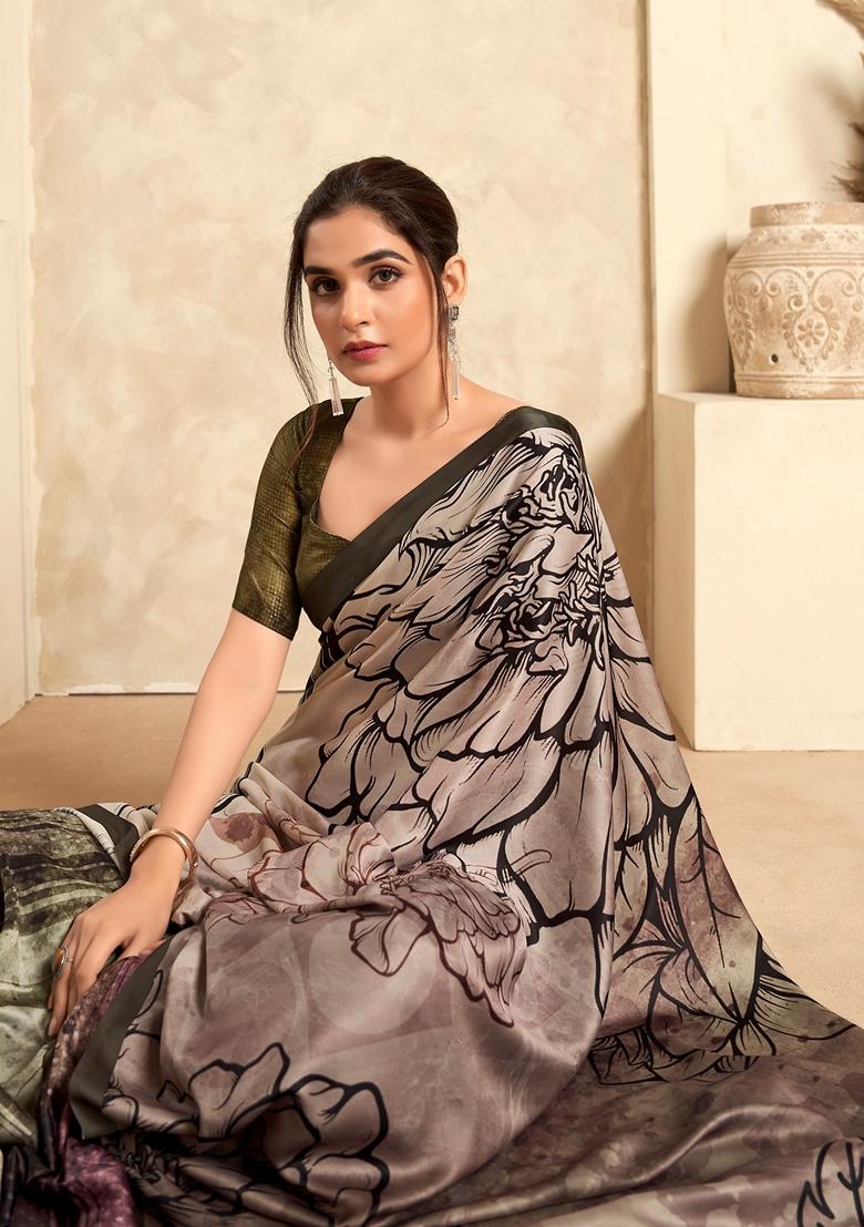 Light Brown Zari Woven Silk Saree Set