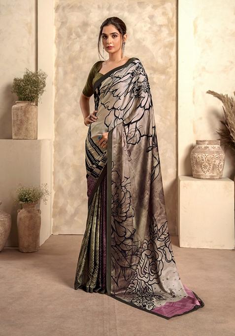 Light Brown Zari Woven Silk Saree Set