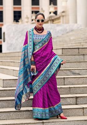 Blue Zari Woven Pure Banarasi Silk Saree Set