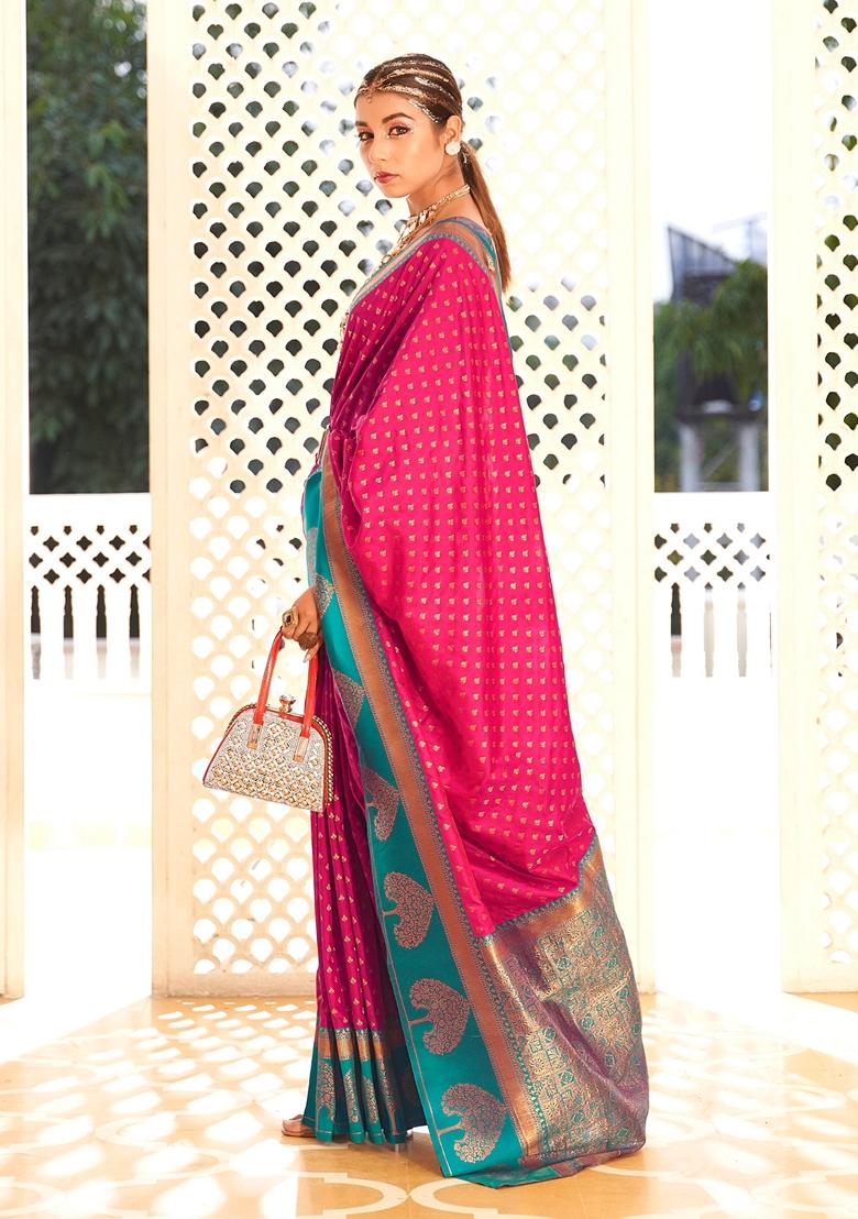 Golden Zari Woven Banarasi Silk Saree Set