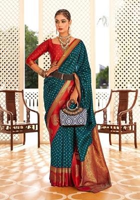 Golden Zari Woven Banarasi Silk Saree Set