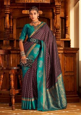 Golden Zari Woven Banarasi Silk Saree Set