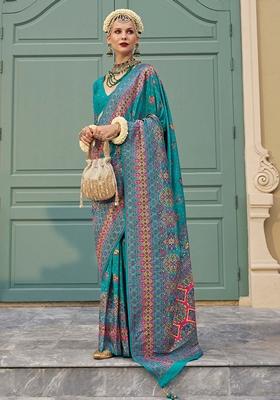 Blue Meenakari Work Banarasi Silk Saree Set