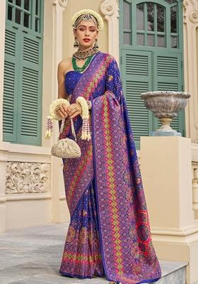 Blue Meenakari Work Banarasi Silk Saree Set
