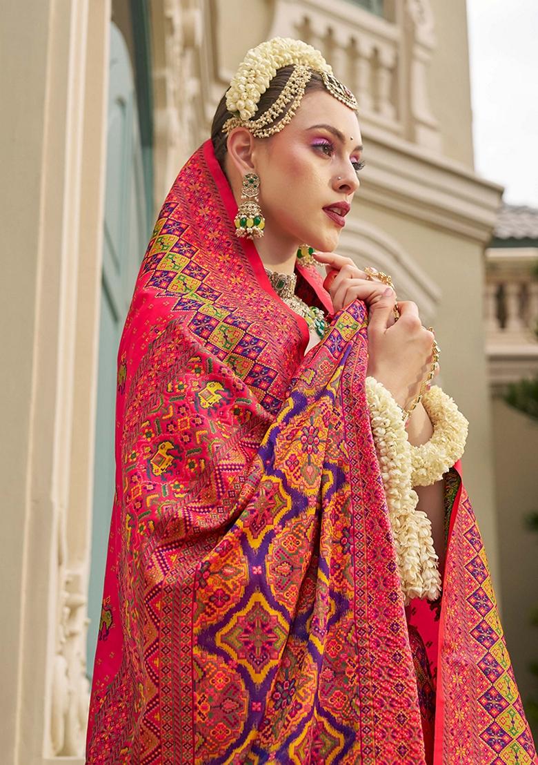 Pink Meenakari Work Banarasi Silk Saree Set