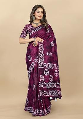 Golden Digital Print Cotton Chanderi Saree Set