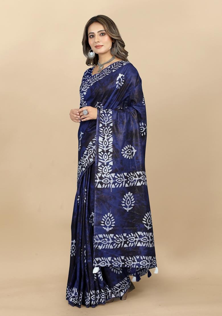 Golden Digital Print Cotton Chanderi Saree Set