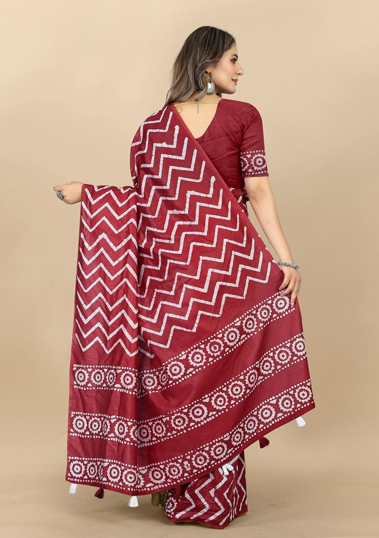 Golden Digital Print Cotton Chanderi Saree Set