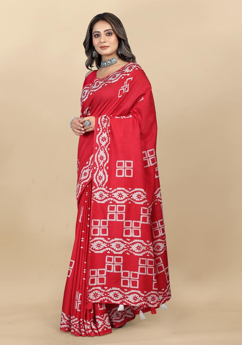 Golden Digital Print Cotton Chanderi Saree Set