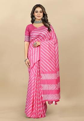 Golden Digital Print Cotton Chanderi Saree Set