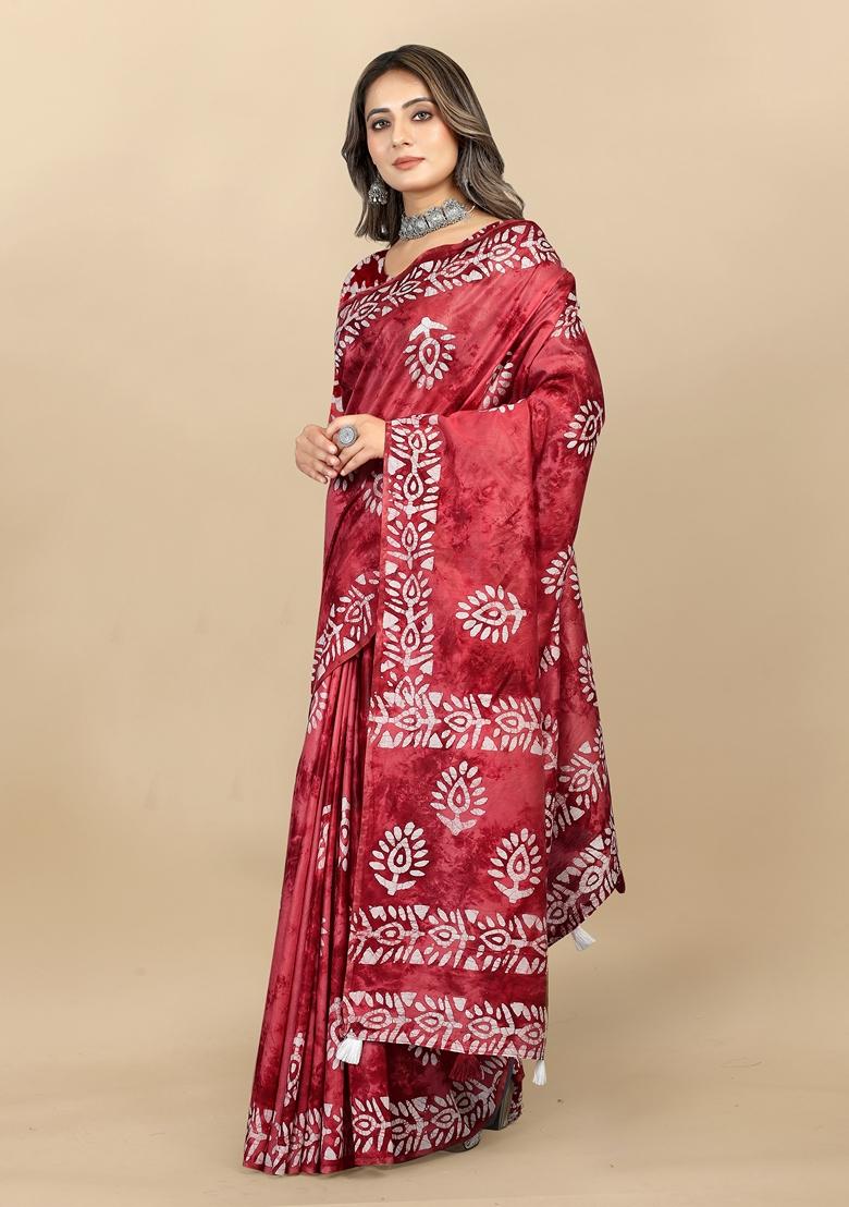 Golden Digital Print Cotton Chanderi Saree Set