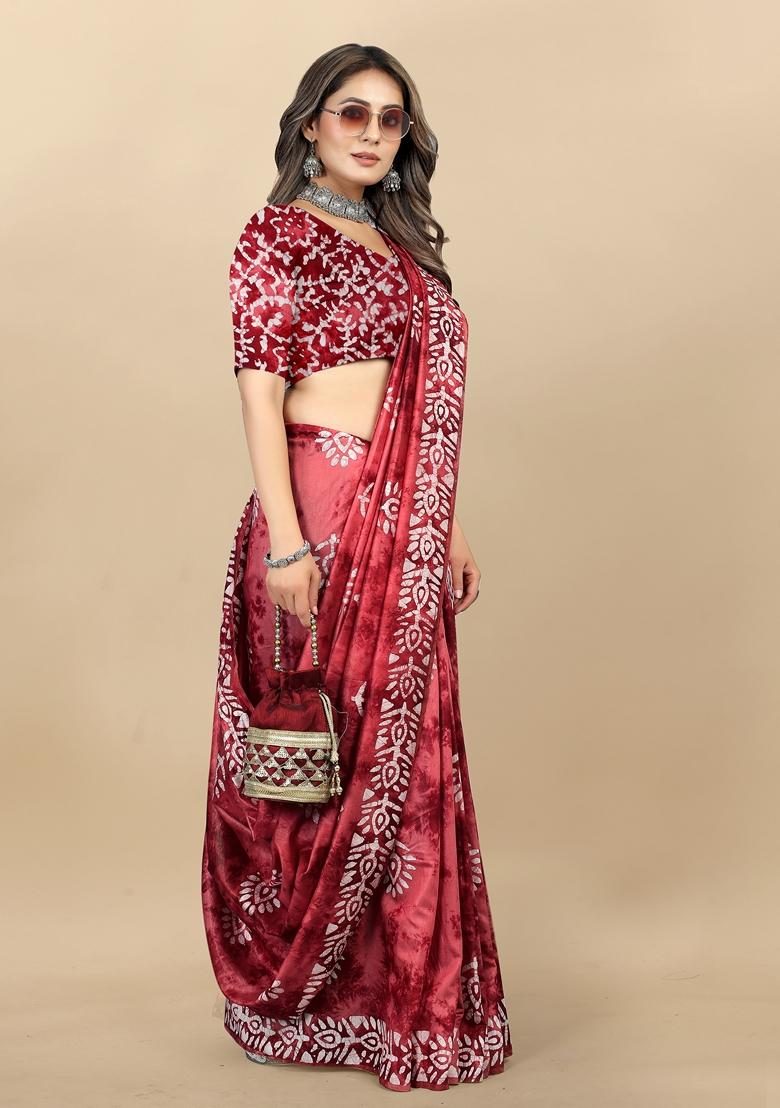 Golden Digital Print Cotton Chanderi Saree Set