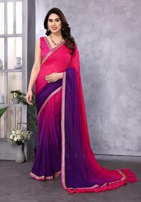 Golden Embroidered Georgette Saree Set