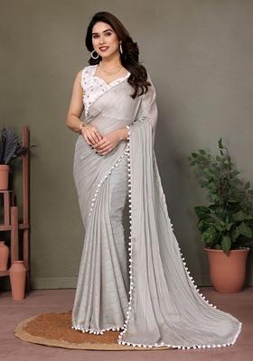 Golden Embroidered Georgette Saree Set