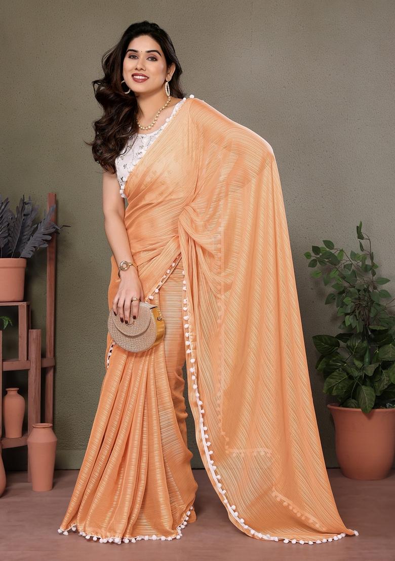 Golden Embroidered Georgette Saree Set