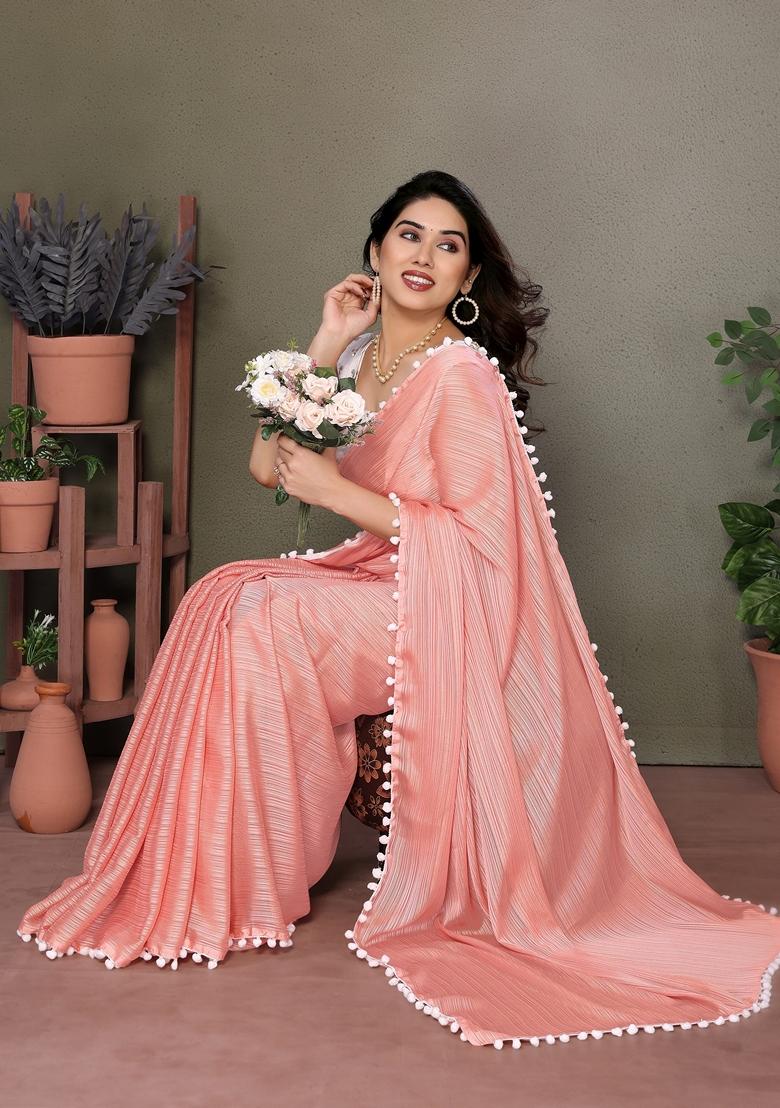 Golden Embroidered Georgette Saree Set