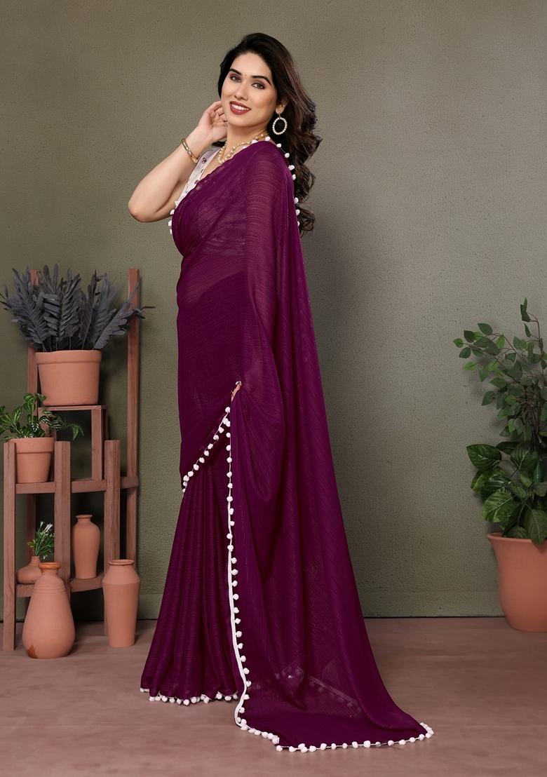 Golden Embroidered Georgette Saree Set