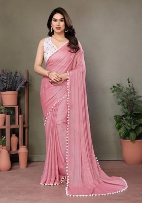 Golden Embroidered Georgette Saree Set