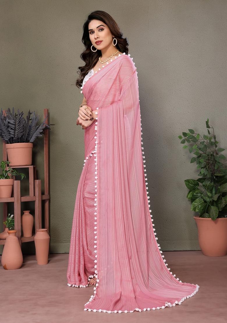 Golden Embroidered Georgette Saree Set