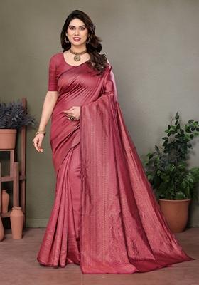 Golden Jacquard Litchi Silk Saree Set