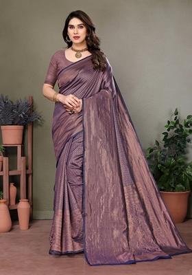 Golden Jacquard Litchi Silk Saree Set