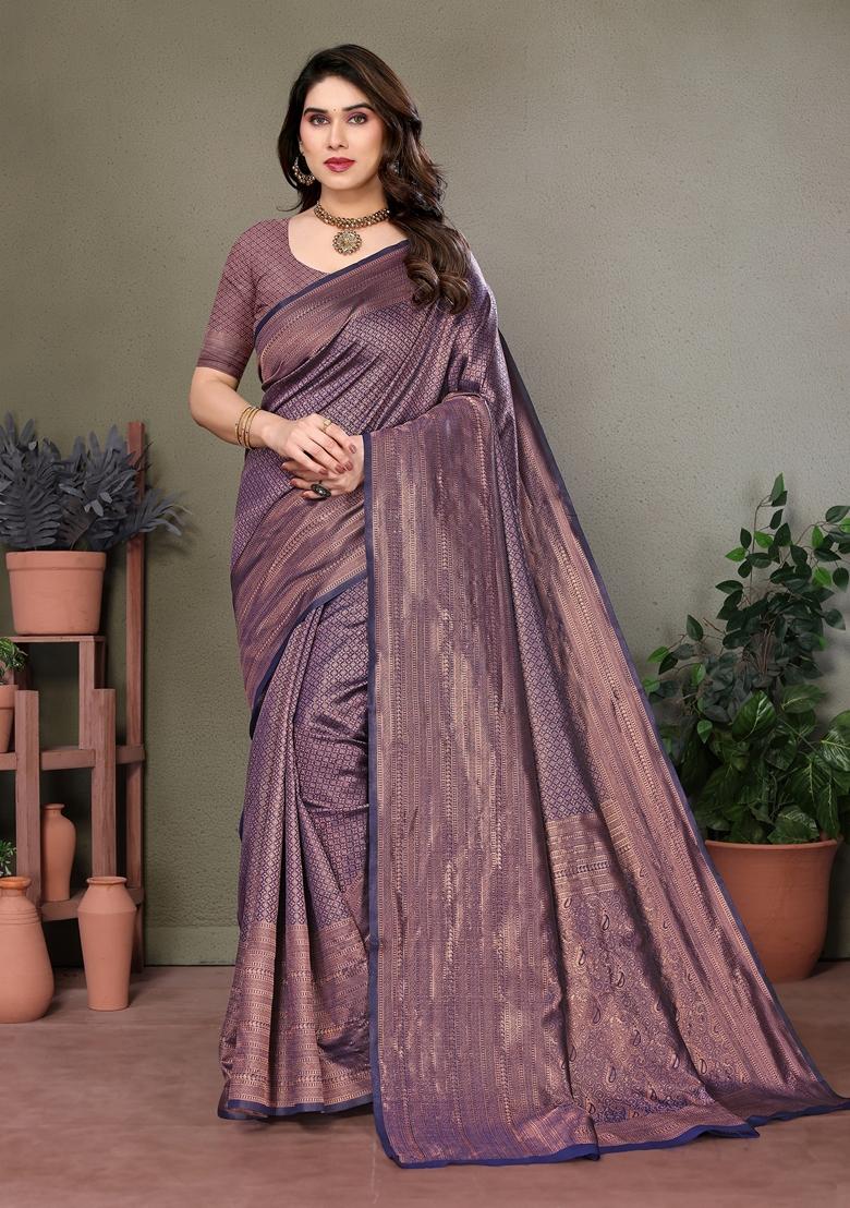 Golden Jacquard Litchi Silk Saree Set