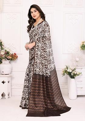 Golden Printed Khadi Cotton Saree Set