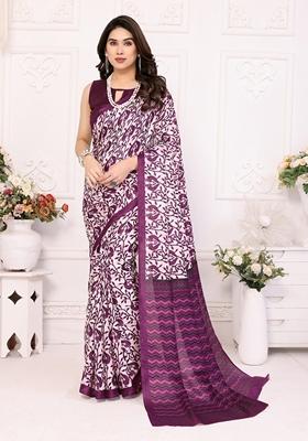 Golden Printed Khadi Cotton Saree Set