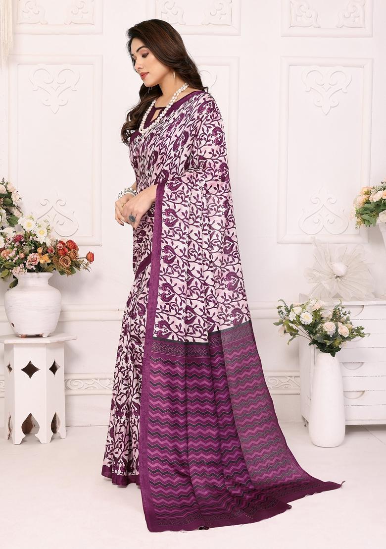 Golden Printed Khadi Cotton Saree Set