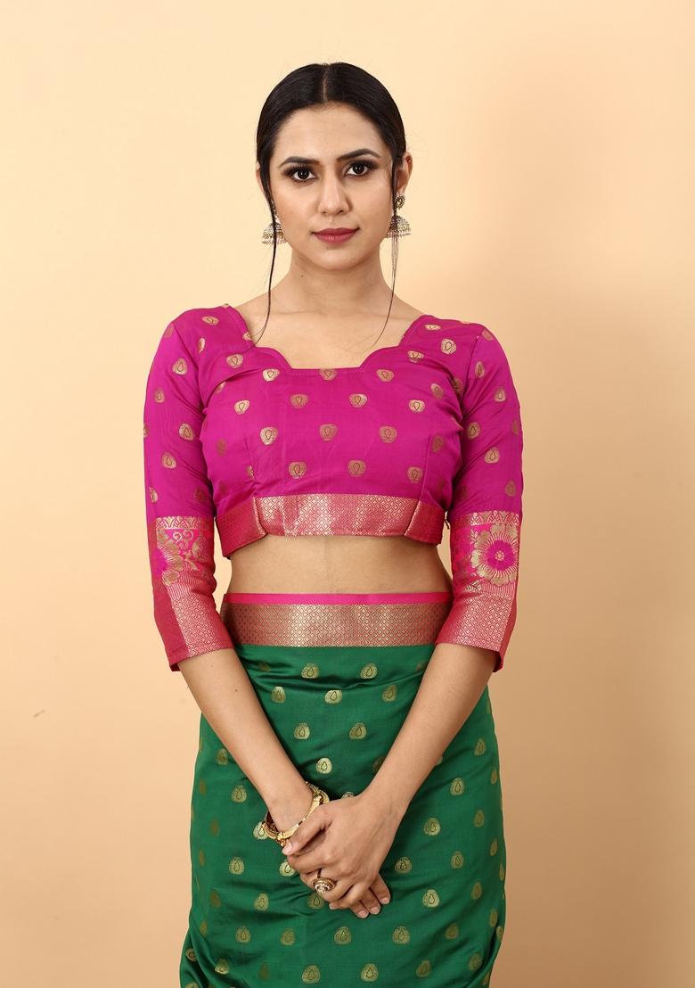 Golden Jacquard Litchi Silk Saree Set