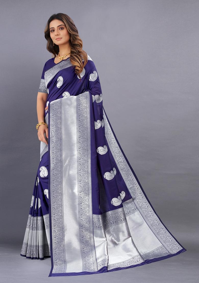 Golden Jacquard Litchi Silk Saree Set