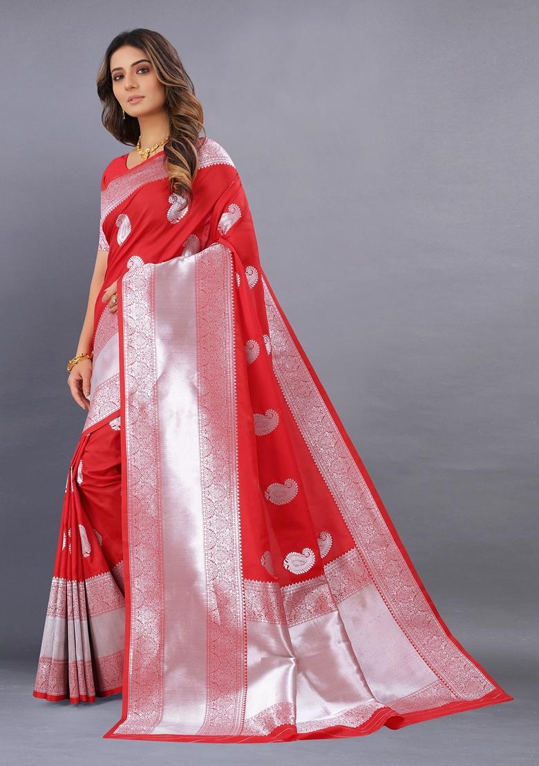 Golden Jacquard Litchi Silk Saree Set