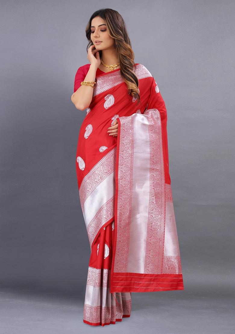 Golden Jacquard Litchi Silk Saree Set