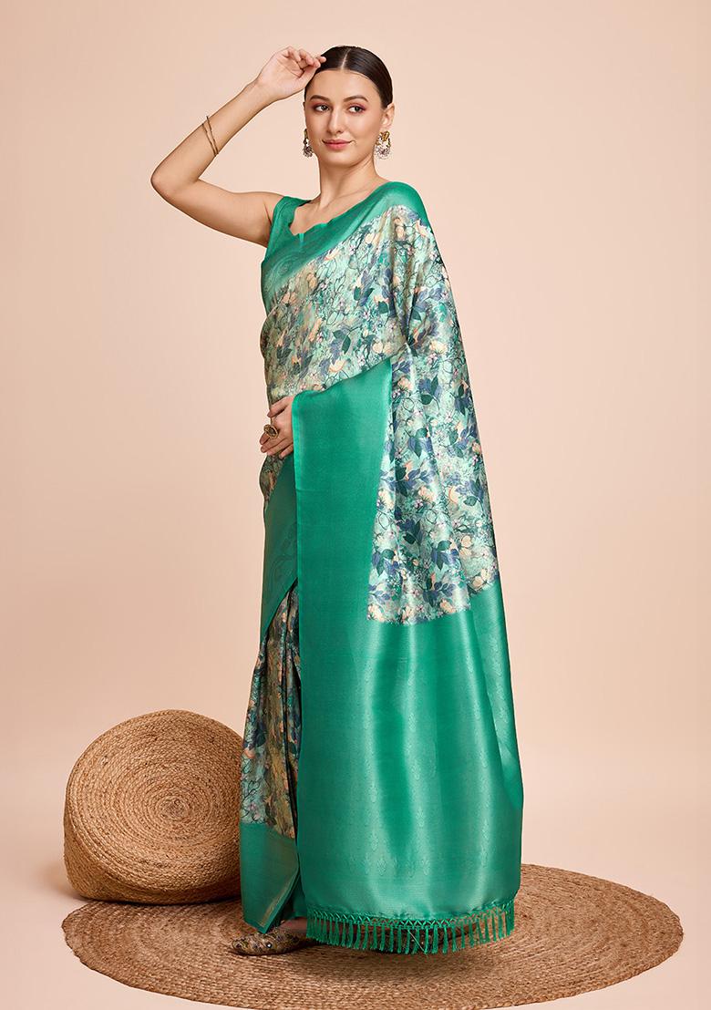 Light Green Woven Kanjivaram Silk Saree Set