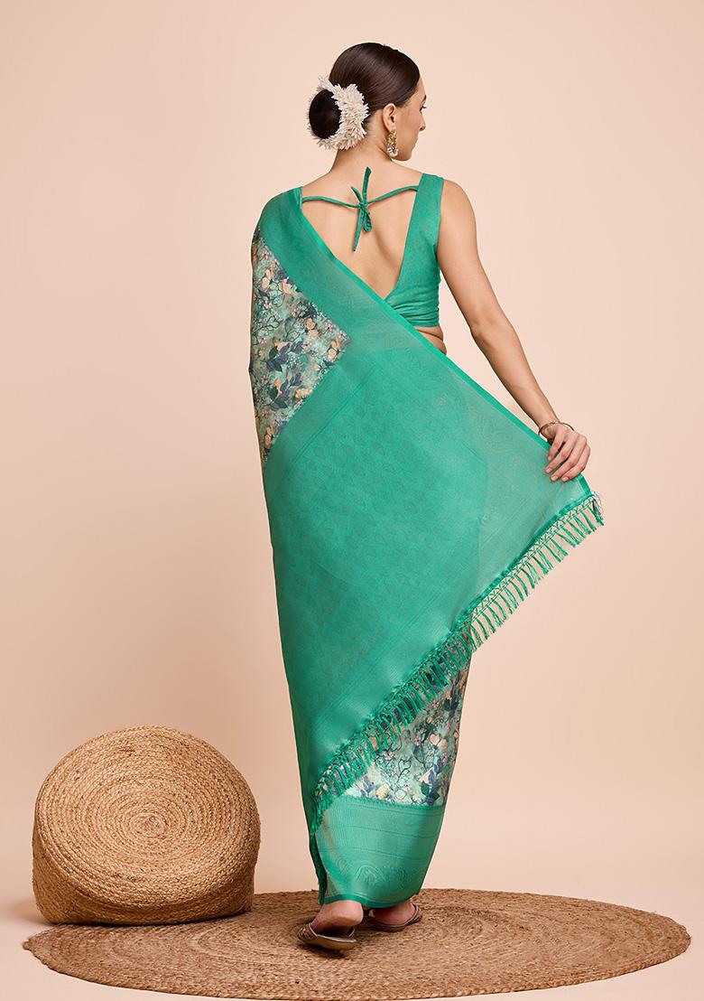 Light Green Woven Kanjivaram Silk Saree Set