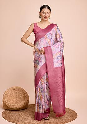 Off Maroon Woven Kanjivaram Silk Saree Set