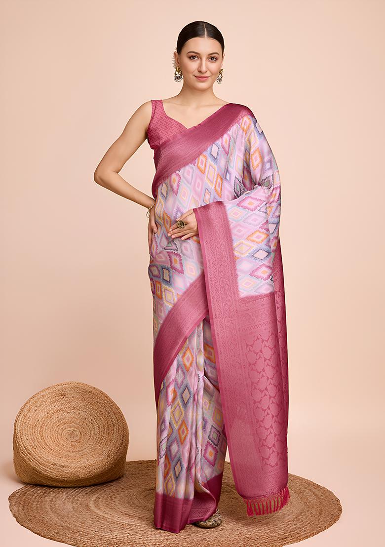 Off Maroon Woven Kanjivaram Silk Saree Set