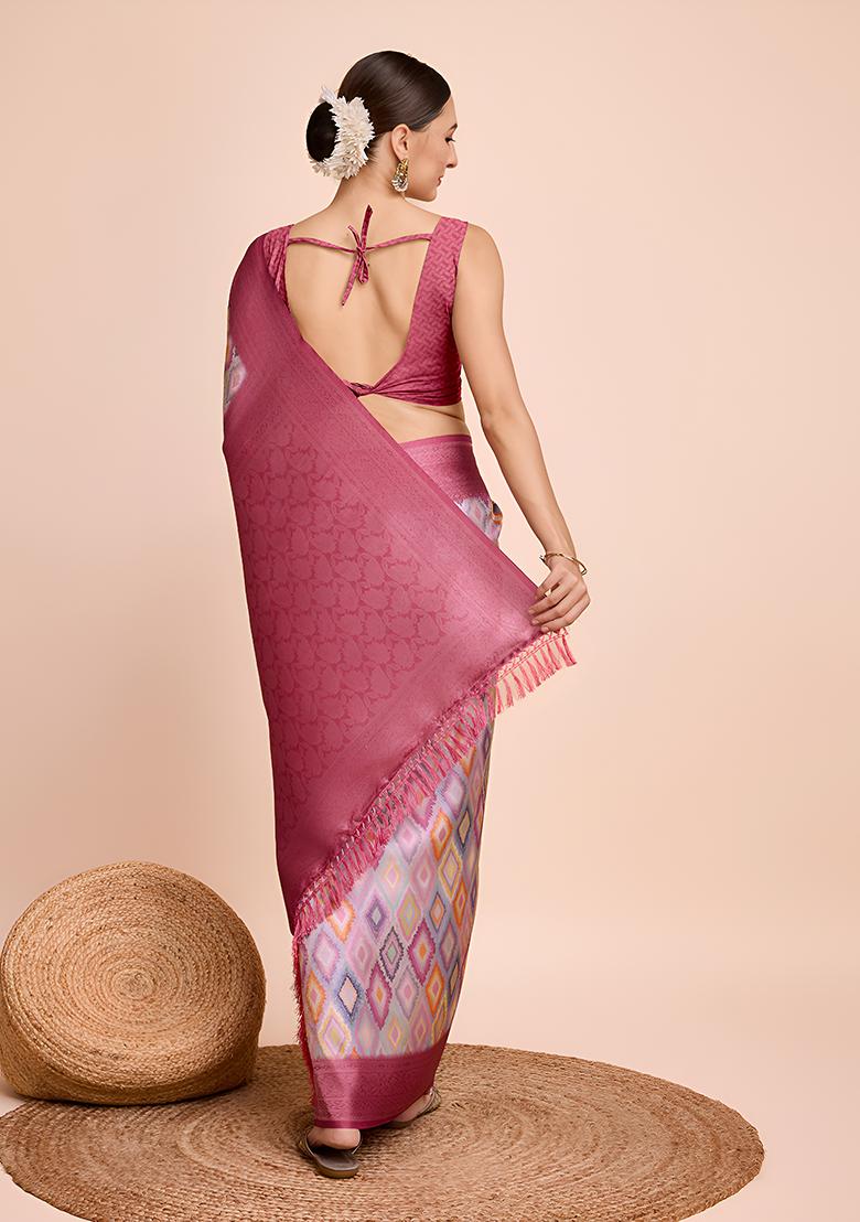 Off Maroon Woven Kanjivaram Silk Saree Set