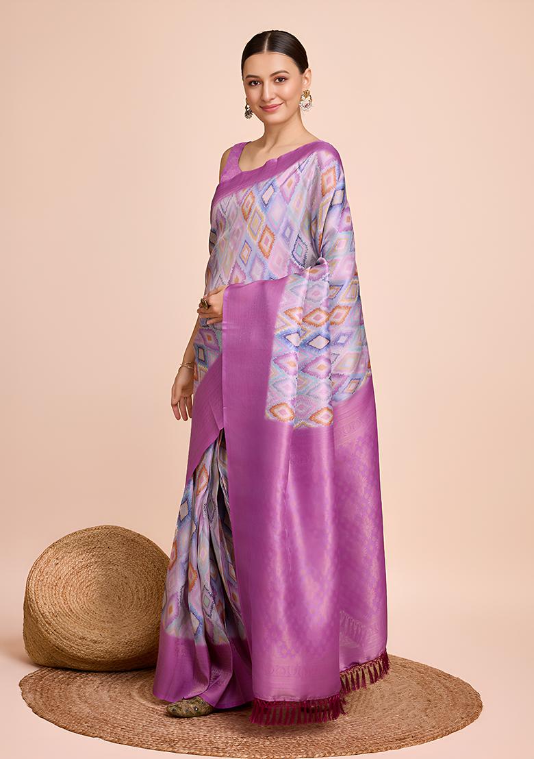 Off Pink Woven Kanjivaram Silk Saree Set