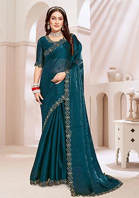 Morpeach Zircon Hand Embroidered Jimmy Choo Silk Saree Set