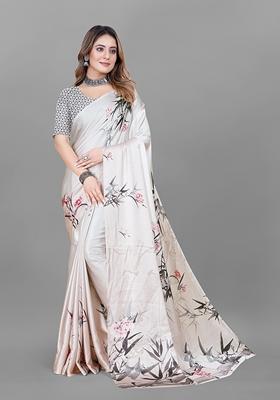 Multicolor Digital Print Crepe Saree Set