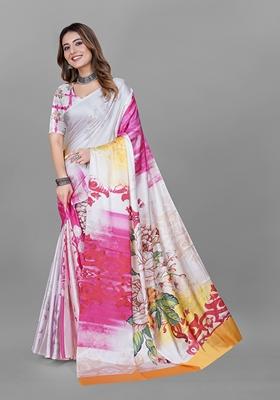 Multicolor Digital Print Crepe Saree Set