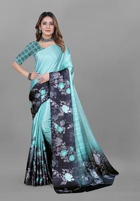 Multicolor Digital Print Crepe Saree Set