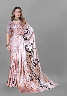 Multicolor Digital Print Crepe Saree Set